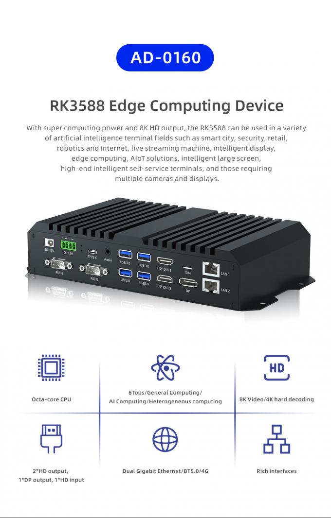 RK3568 8K Mediaspeler Box met RK3588 Octa-Core CPU en ARM Mali G610 MP4 GPU 0