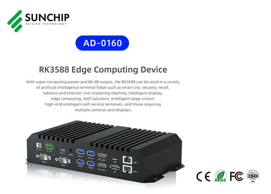 Sunchip Android 12 Media box RK3588 Industrial ARM Board 8K Octa Core Dual 1000M RS485 RS232 Edge computing player box
