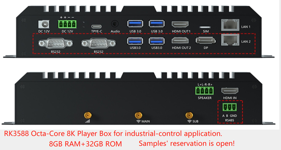 8K Octa RK3588 board Android 12 Dual LAN 5G WIFI BT5.0 HD DP LVDS RS232 RS485 MINI PC Veel Industriële Controller